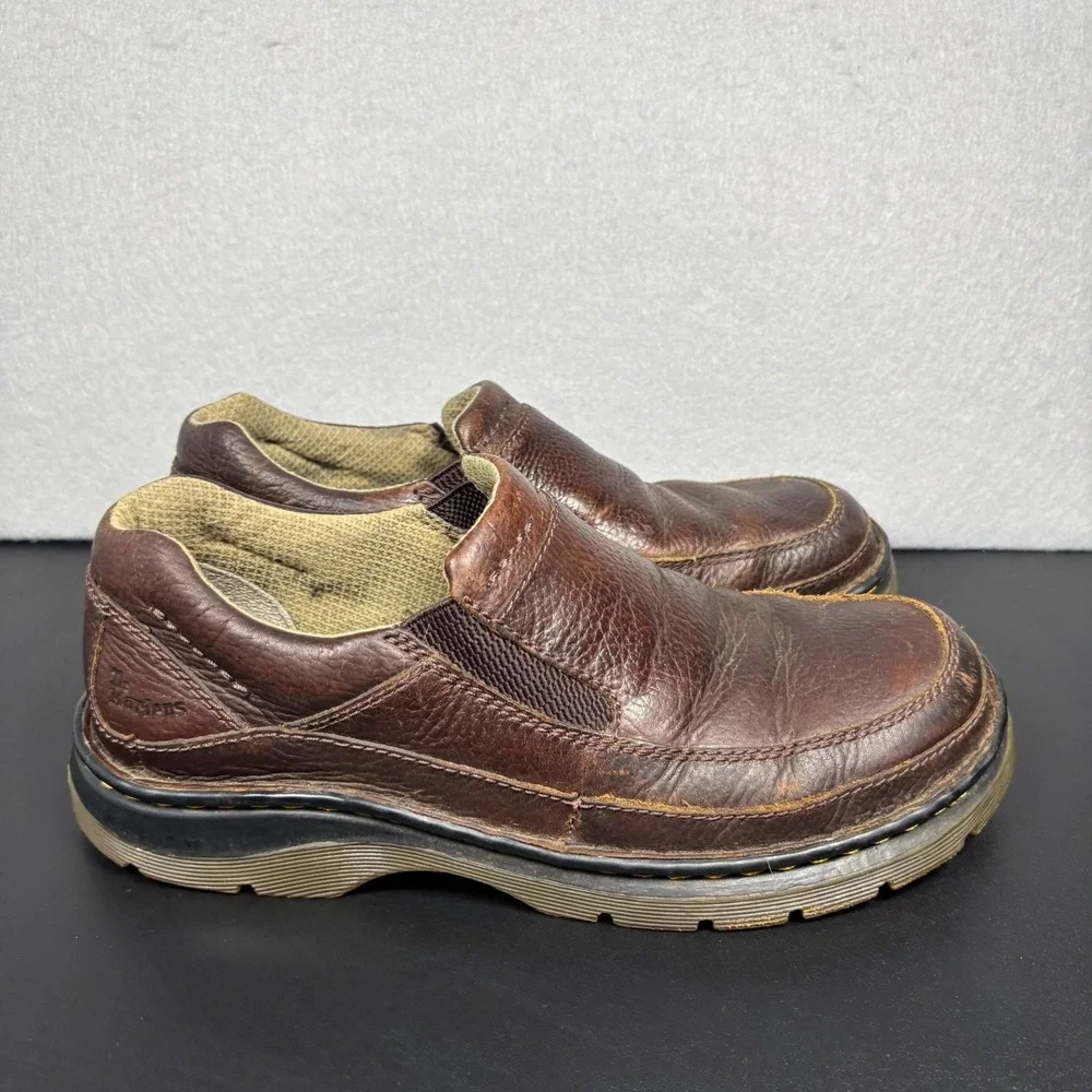 Dr Doc Martens Loafer Slip On Shoes Mens 8M Brown Pebbled Leather 11198 Sneakers